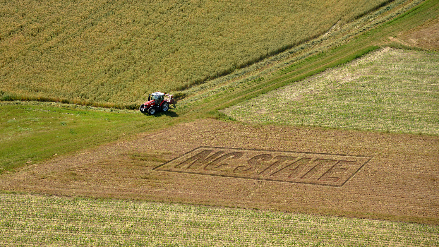 tractor mowing a field