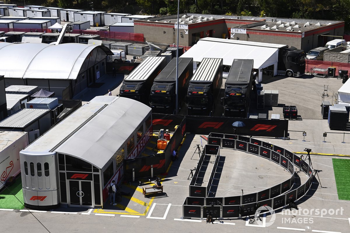 F1 trucks in the paddock