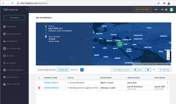 Freightos Shipment Management - Credit: Freightos Freightos Shipment Management - Credit: Freightos