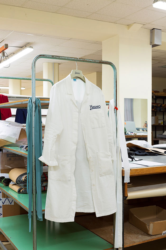 Herno factory interior featuring labcoat