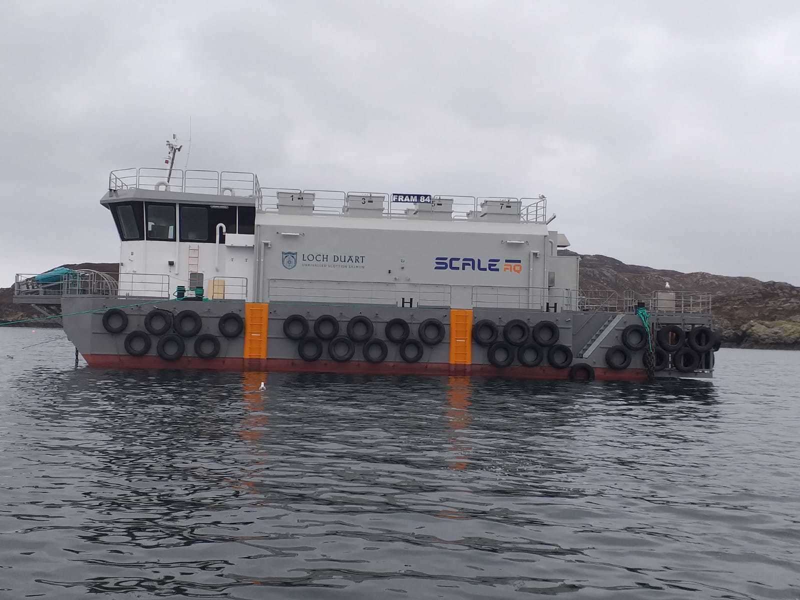 Loch Duart's new low emissions hybrid feed storage barge will operate off Oldany in north-west Sutherland.