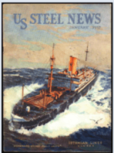 The January 1937 issue of US Steel News features an illustration of an Isthmian Steamship Company ship.
(Image: industrialhistoryhk.org)