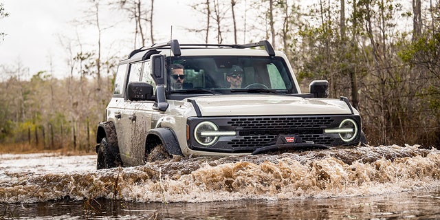 The Bronco Everglades is equipped with a snorkel and other features that allow it to drive through 36.5 inches of water.