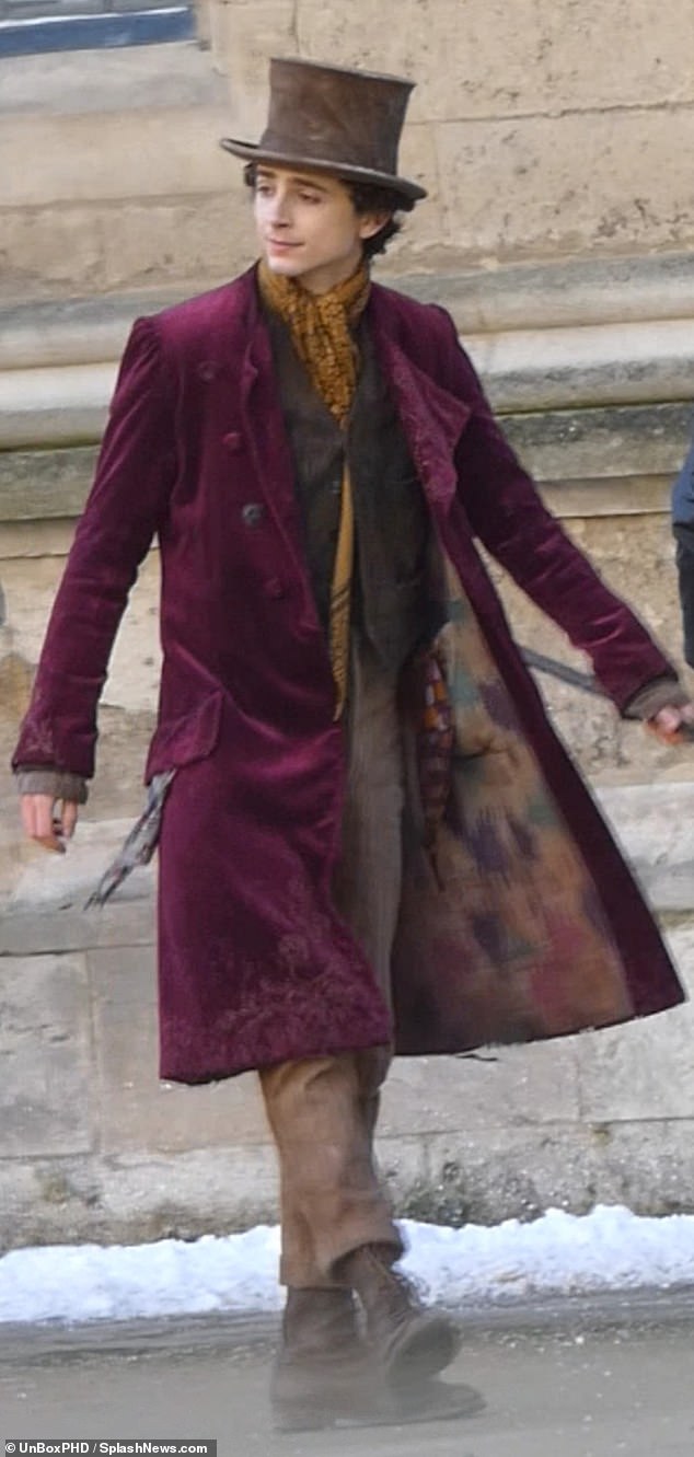 Action! Timothée Chalamet transformed into legendary chocolatier Willy Wonka as he was seen on set of the production, Wonka, in Oxford on Wednesday