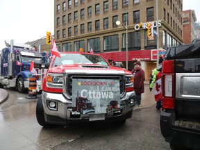 Convoy on Wellington street in Ottawa, on Feb. 17, 2022.