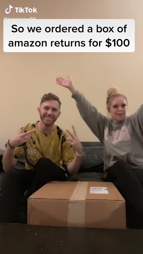 TikToker Jessica showed off her Amazon returns box