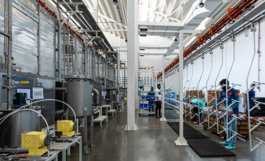 Inside a factory with machinery