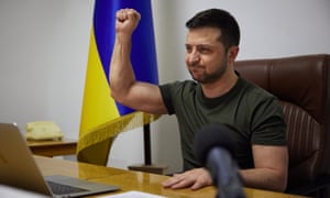Ukrainian president, Volodymyr Zelensky, addressing MPs in the British Parliament yesterday via videolink.