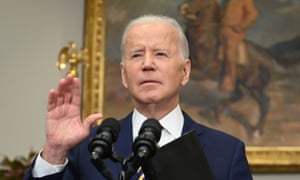 US president Joe Biden speaking yesterday in the White House as he announced a ban on US imports of Russian oil and gas.