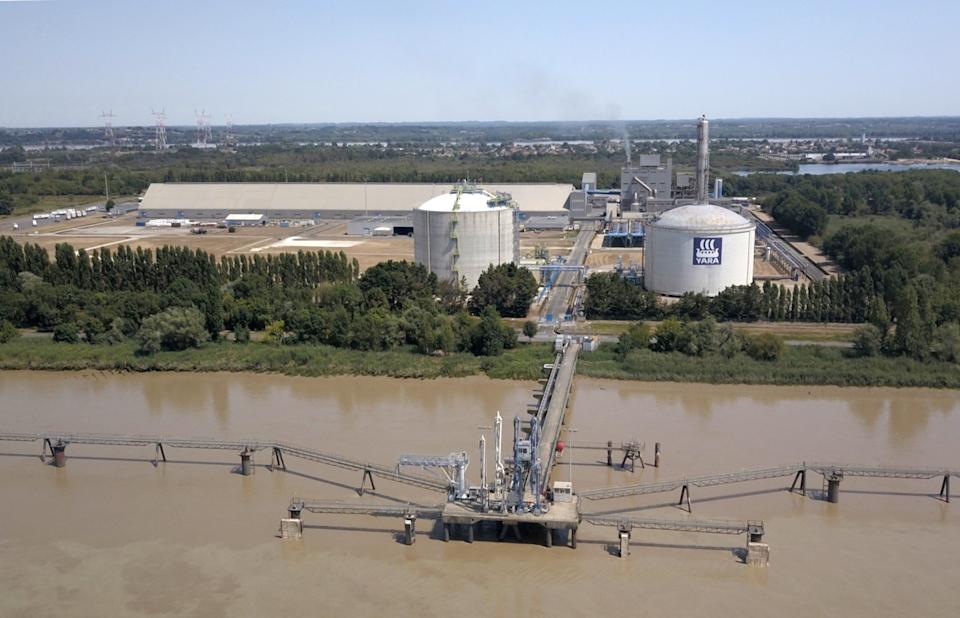 A general view of a factory of Norwegian chemical company Yara International ASA, at Ambes near Bordeaux, south-western France August 6, 2020. (Photo by MEHDI FEDOUACH / AFP)