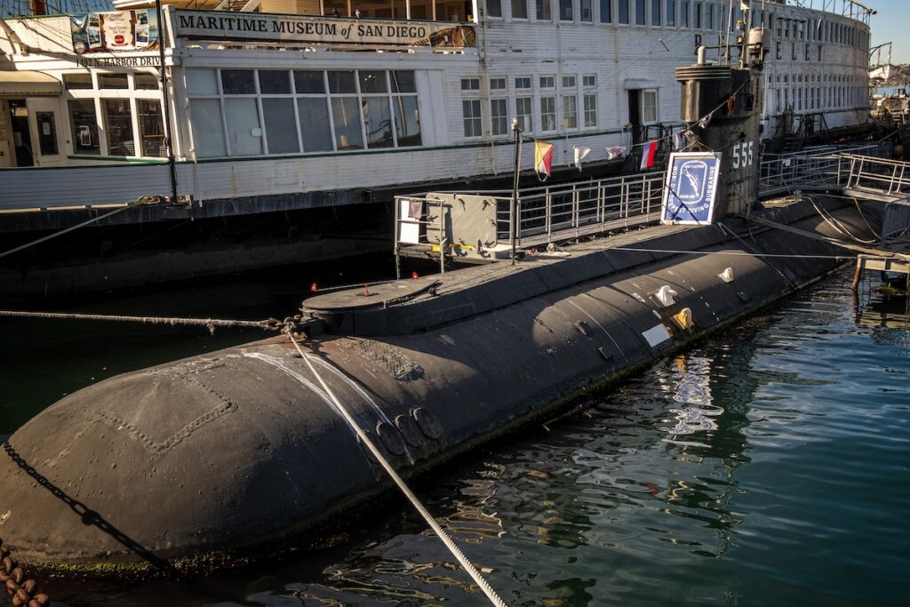 The USS Dolphin docked in San Diego