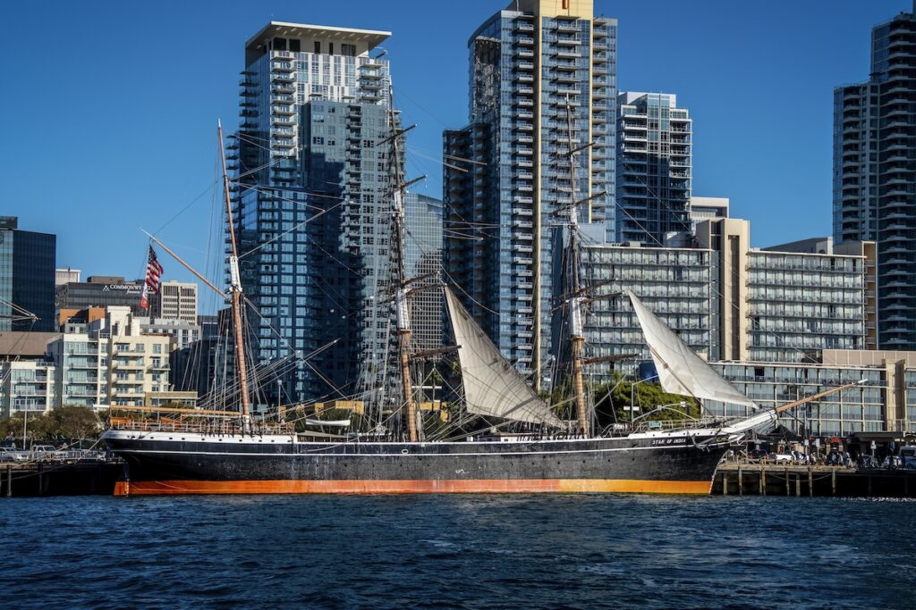The iron-hulled Star of India in San Diego