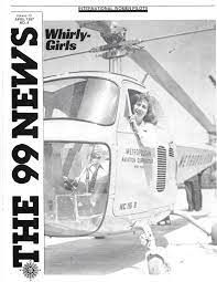 A photo of Ann Shaw at the controls of a helicopter was featured on the front page of THE 99 NEWS. (Photo: The Ninety-Nines)