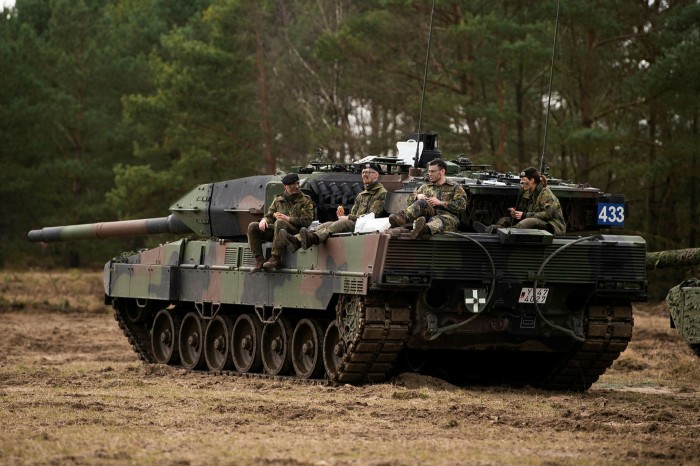 A Leopard battle tank during a training session in Germany