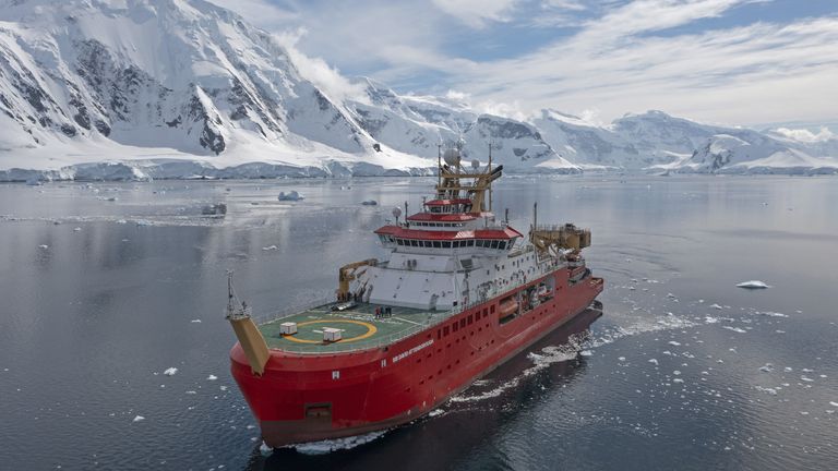 Embargoed to 0001 Thursday March 31 Undated handout photo issued by the British Antarctic Survey (BAS) of RRS Sir David Attenborough during ice trials during its maiden voyage to Antarctica. Issue date: Thursday March 31, 2022.

