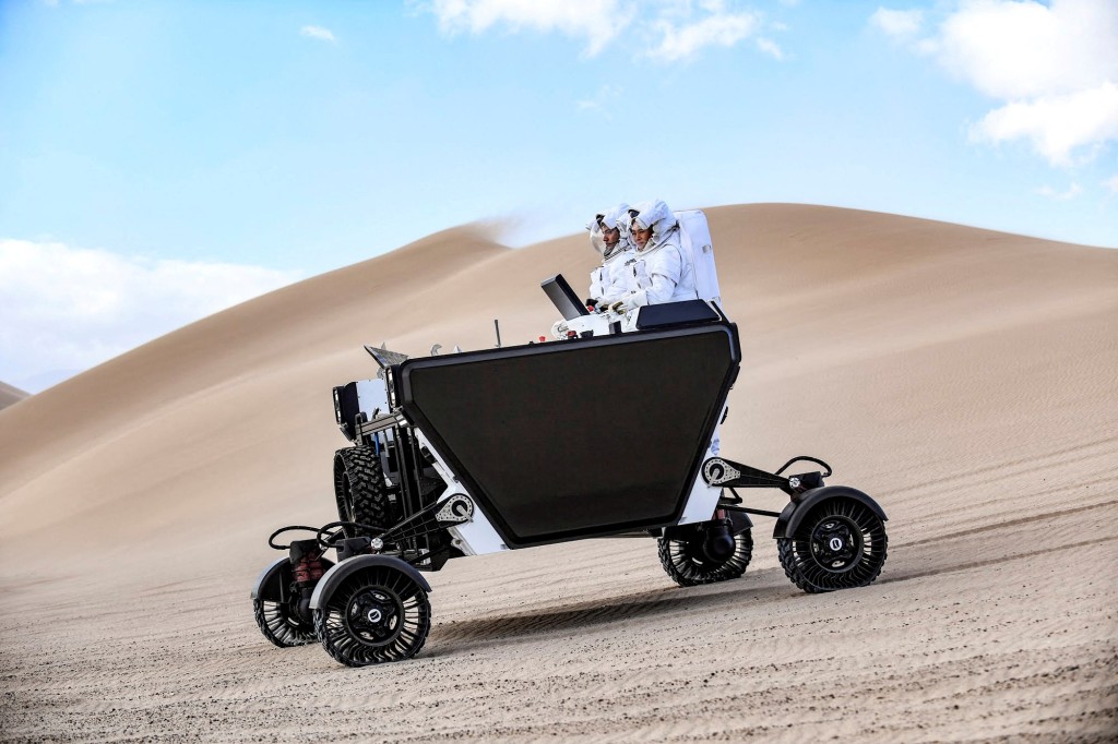 A handout image shows a prototype of California startup Astrolab's Flex lunar rover, that will be able to be operated directly by astronauts on the Moon or remotely by NASA's engineers on Earth, being tested in Death Valley National Park at the Dumont Dunes in December, 2021 and obtained by Reuters on March 10, 2022.