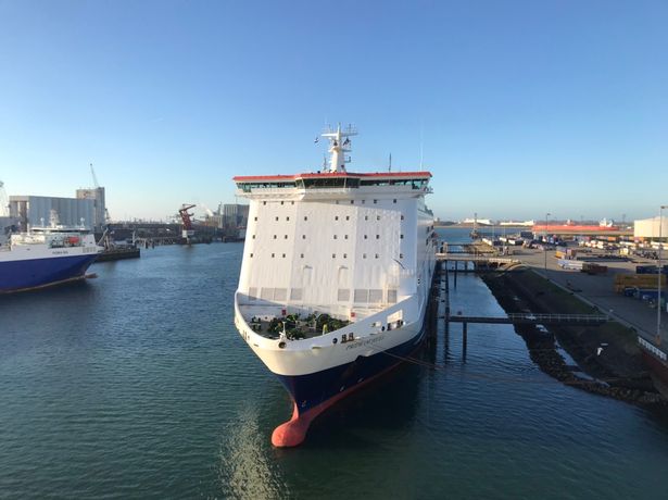 The Pride of Hull berthed in Rotterdam's Europort on Sunday, March 28