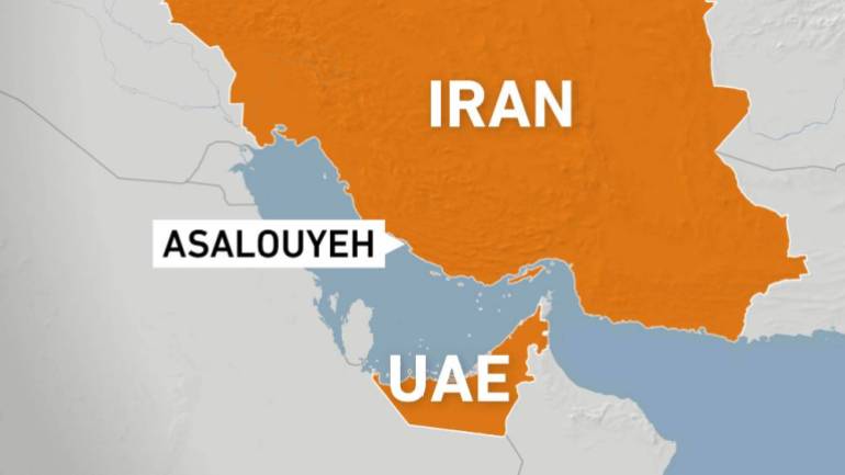 A map of Asalouyeh port in Iran