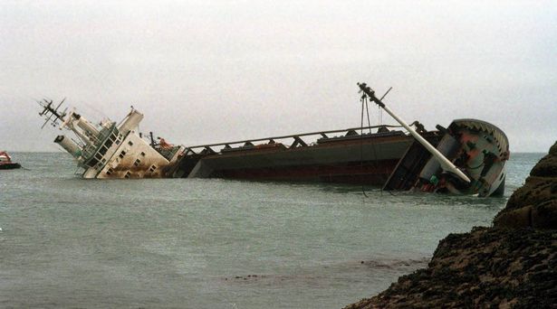 The Cita ashore at Scilly a few days after it crashed onto rocks