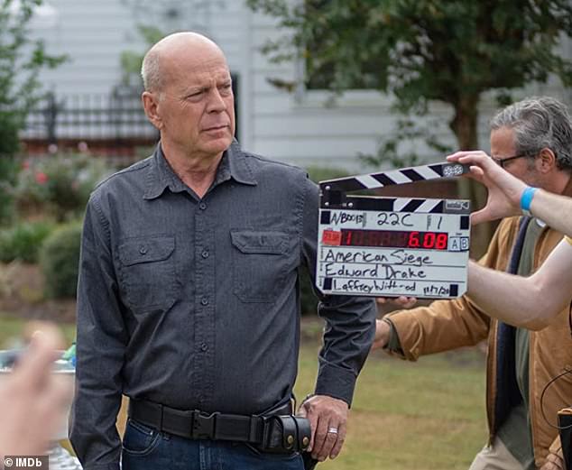 Willis (pictured in American Siege) had been having trouble on set for a while and reportedly had to wear an earpiece in American Siege to have his lines fed to him