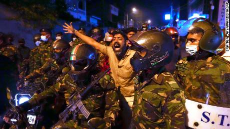 A protester outside the President&#39;s private residence in Colombo, Sri Lanka, on March 31.