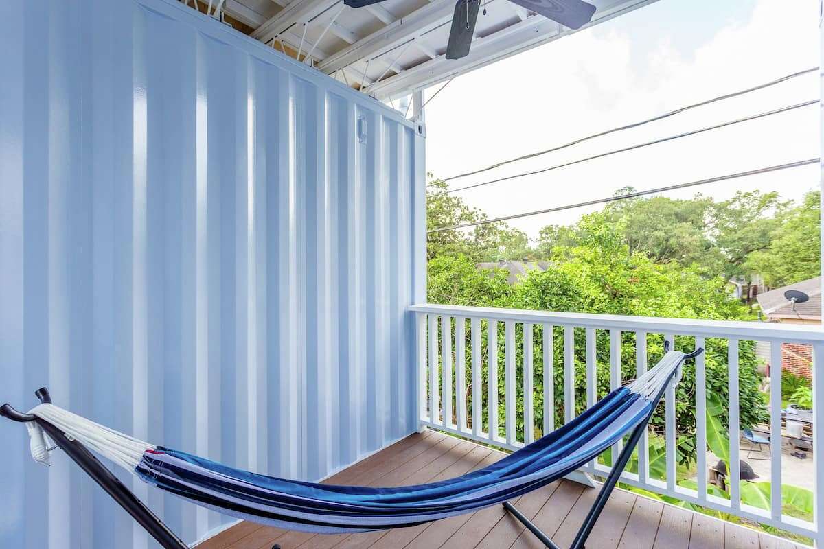 This shipping container home is located minutes away from Downtown Houston. 