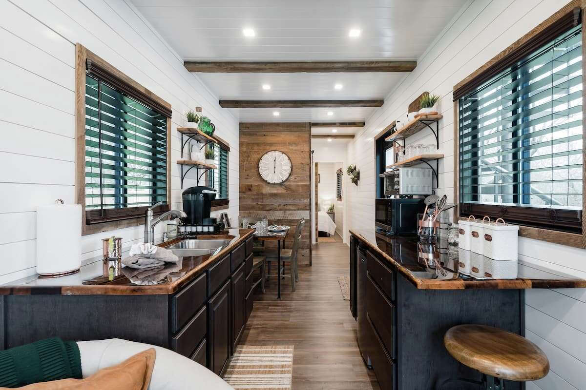 This home in Waco can accommodate up to six guests and features a rooftop patio.