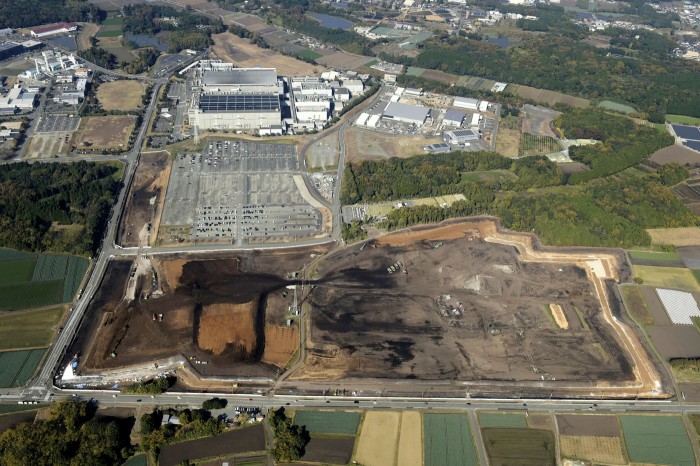 Aerial view of the site of Taiwan Semiconductor Manufacturing Co’s $7 billion new plant in southwest Japan