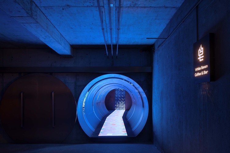 Hidden entry of BaiQi Cafe. Interactive floor installation. Image © Zhi Xia