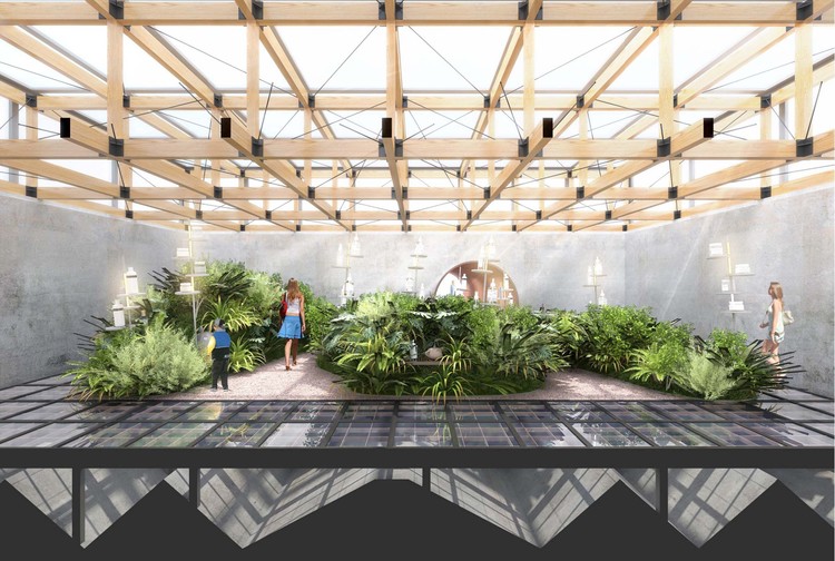 Acacia Island Interior Rendering. Below the floor is the original 1.5 meter deep purifying pool, now covered with translucent glass floor