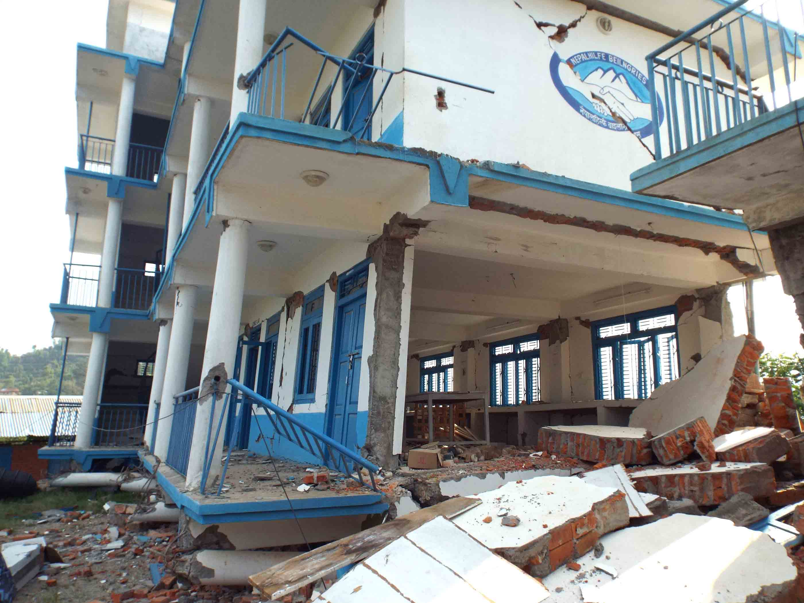 A school suffered massive damaged in a 7.8 magnitude quake in Nepal