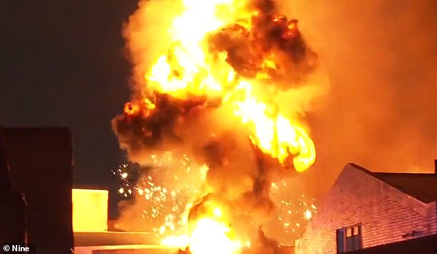 A massive factory fire threatened to engulf adjoining properties in Rydalmere