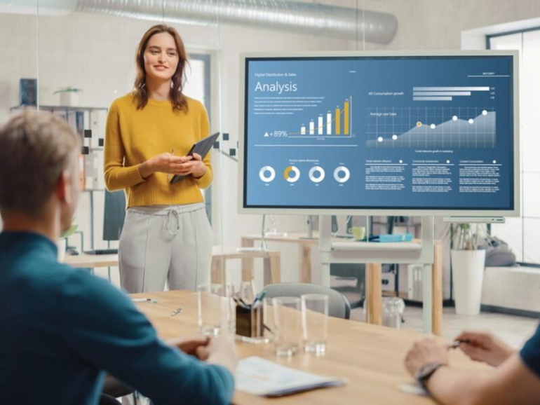 Woman doing a presentation of data