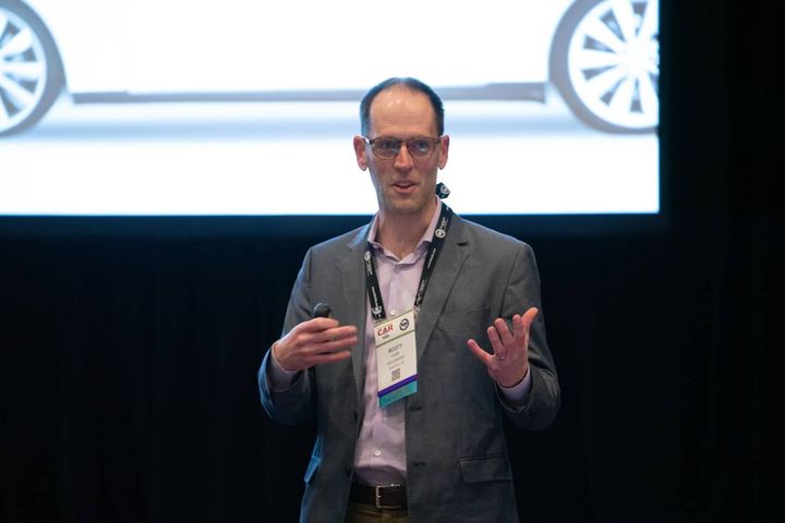 Recurrent CEO Scott Case talked to a consignors only session about EV battery evaluations and standards on Wednesday, March 23, 2022 during the Conference of Automotive Remarketing in Las Vegas. - Photo: Ross Stewart / Stewart Digital Media