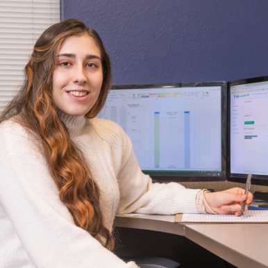Krista Kubovchik will graduate from Old Dominion University in December with a double major in maritime and supply chain management and business analytics. Her internship at Chesapeake’s Givens Logistics turned into a part-time job. Photo by Mark Rhodes