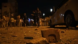 A view of the site where violence broke out between two communities during the Shobha Yatra procession on Hanuman Jayanti, at Jahangirpuri, in Delhi.