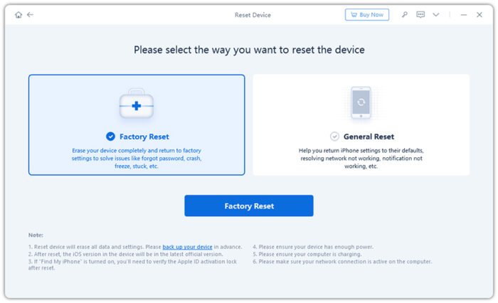 click Reset device in ReiBoot