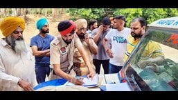 Police in Ludhiana said it appears that the cows were slaughtered in another location and then dumped in the Sirhind Canal. (HT Photo)
