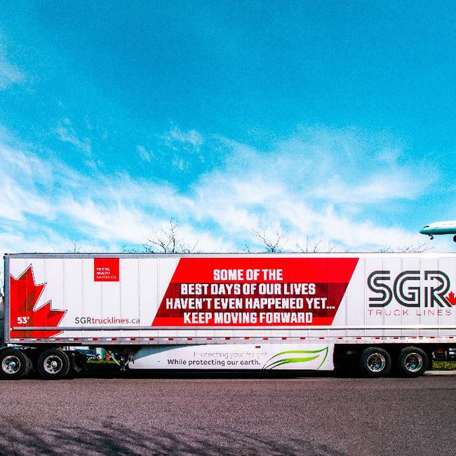 Brampton's SGR Truck Lines has a newly wrapped trailer sporting a positive message of hope to help raise awareness and open up dialogue about mental health.