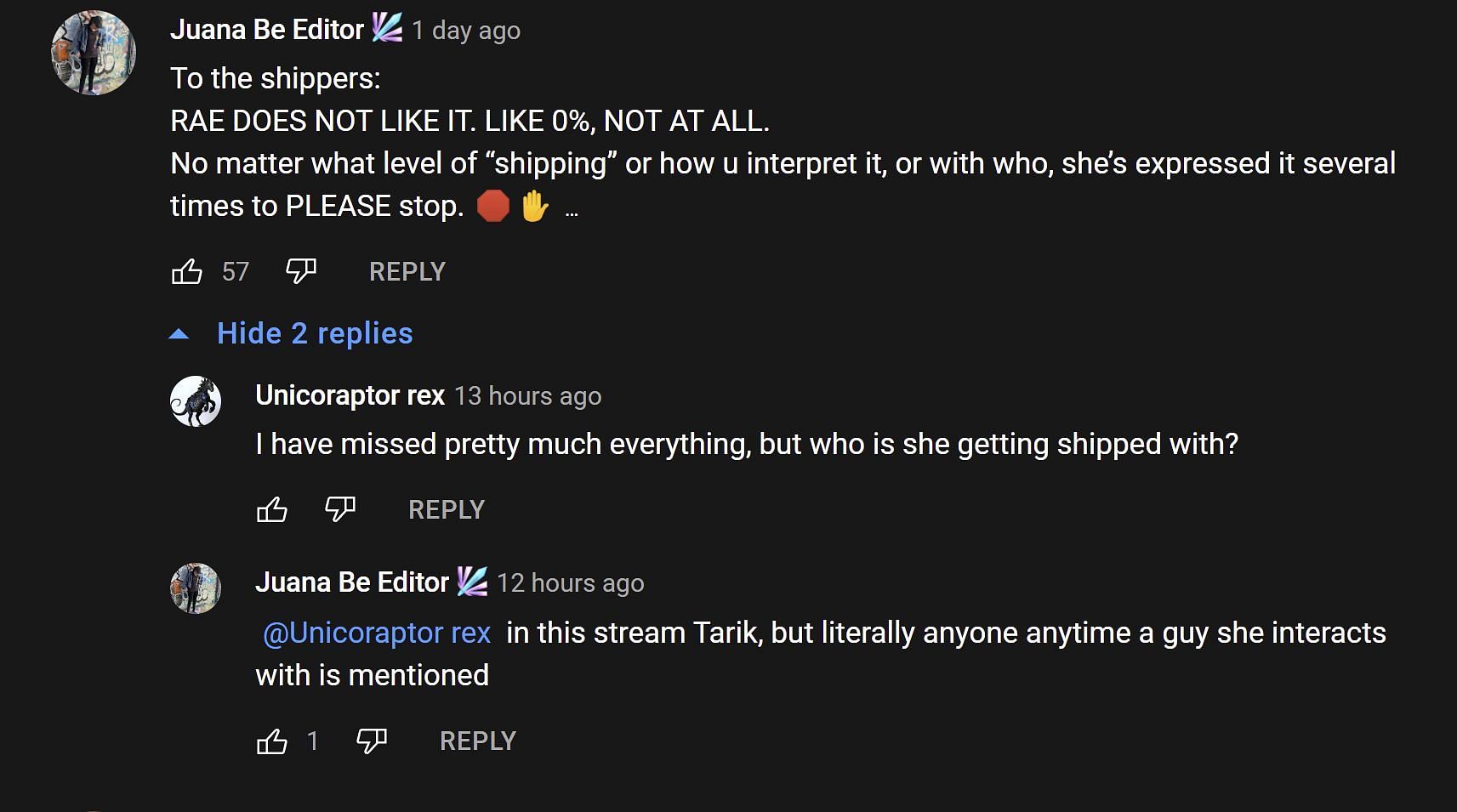 Valkyrae fans providing their take on parasocial viewers shipping the streamer (Image via Valkyrae1/YouTube)