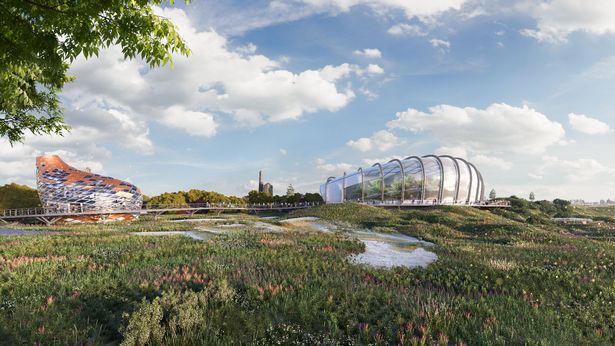 Artist impression of what Matthew Clifford had hoped his Cornish Geothermal Distillery Company would look like at United Downs