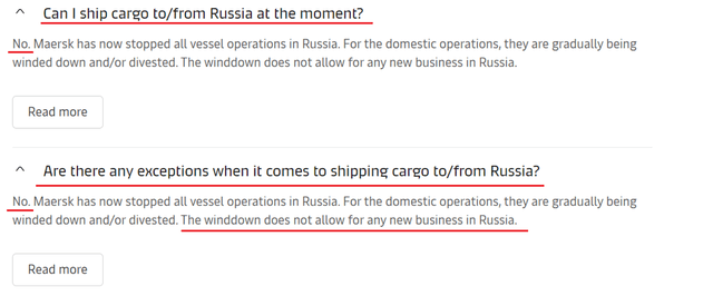 Maersk-Russia / Ukraine update