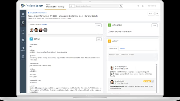 RFI forms in ProjectTeam.com
