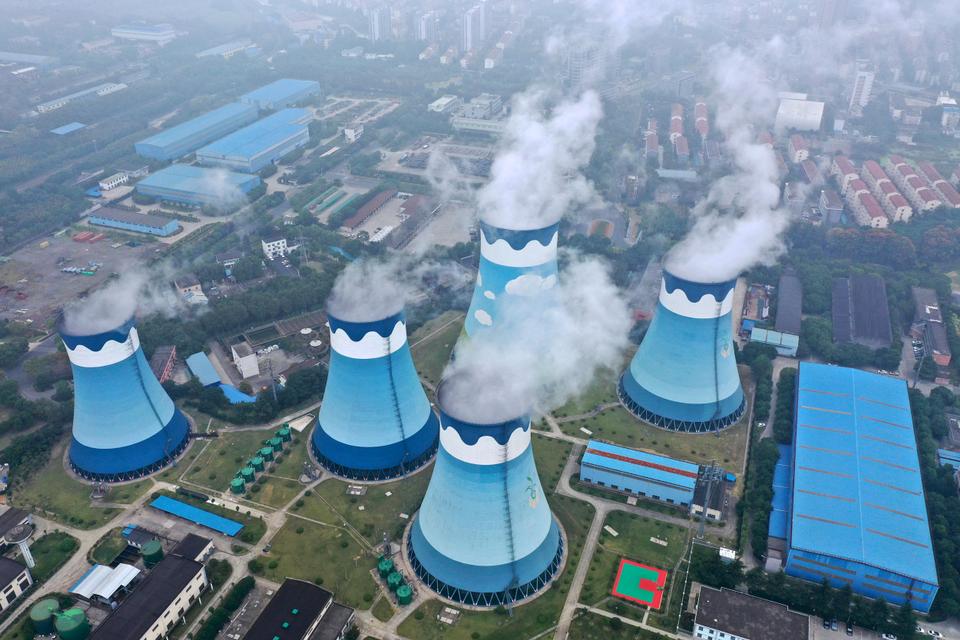An independent research group says China has overtaken Germany as the biggest buyer of Russian energy exports since Moscow's attack on Ukraine. The picture shows a Chinese coal-fired power station in Nanjing.