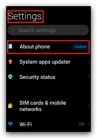 Android Phone Settings About Phone