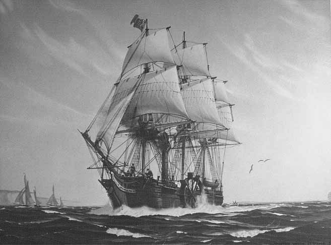 A painting of SS Savannah, 1819, by Hunter Wood