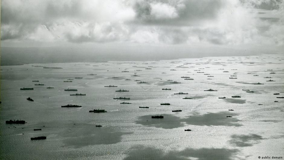 An aerial view of part of the invasion fleet. (Photo: Public Domain)