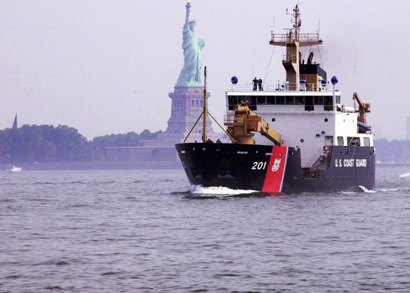 The Juniper at work, with the Statue of Liberty in the background. (Photo: USCG)