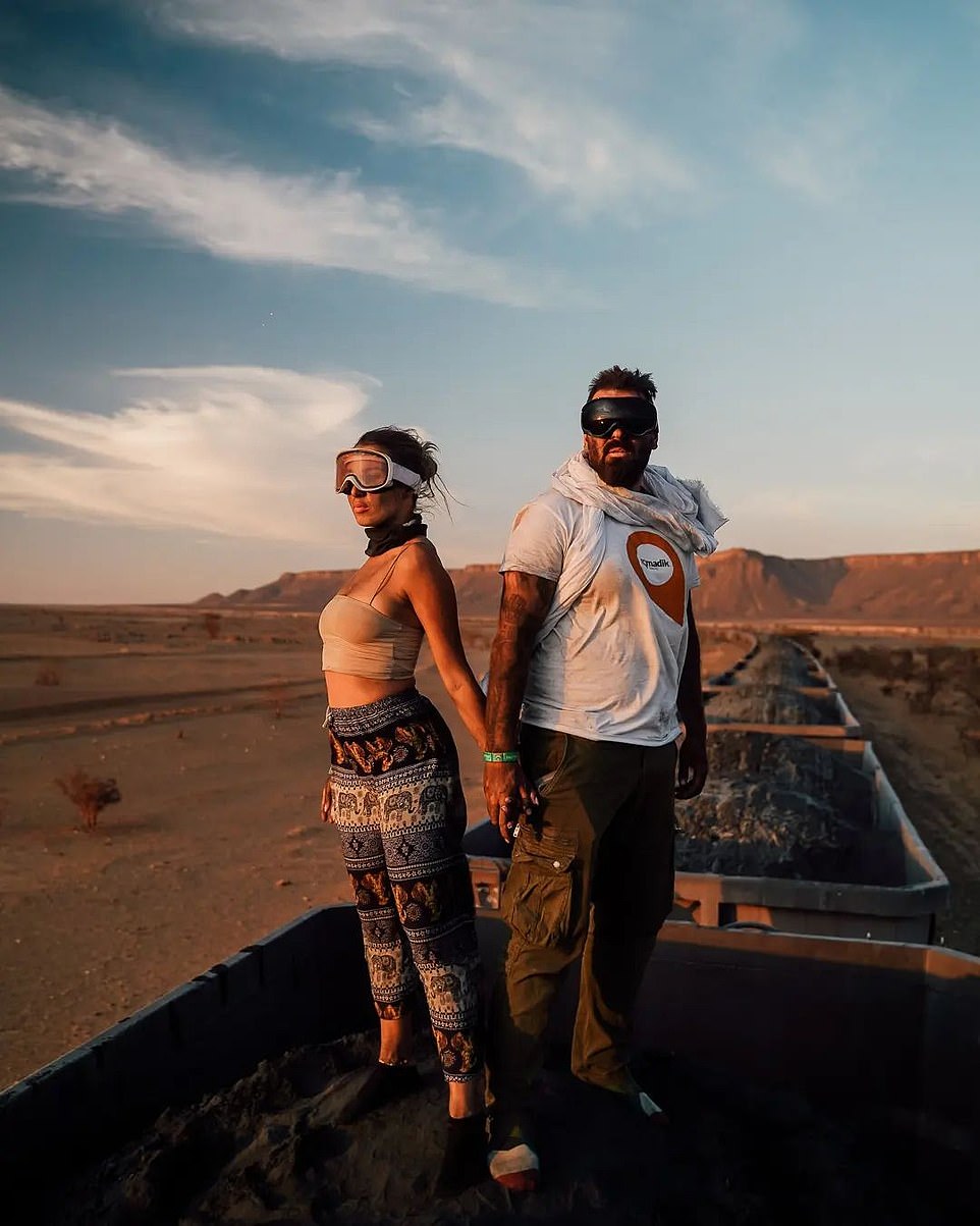 The newlyweds said the 20-hours ride was 'really challenging' as the weather conditions are extreme in the desert