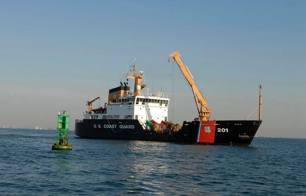 Coast Guard Cutter Juniper installed an LED lantern on the number seven buoy and several other buoys in the Sandy Hook Channel and along the Northeast coast on the winter patrol of 2006. (Photo: USCG)